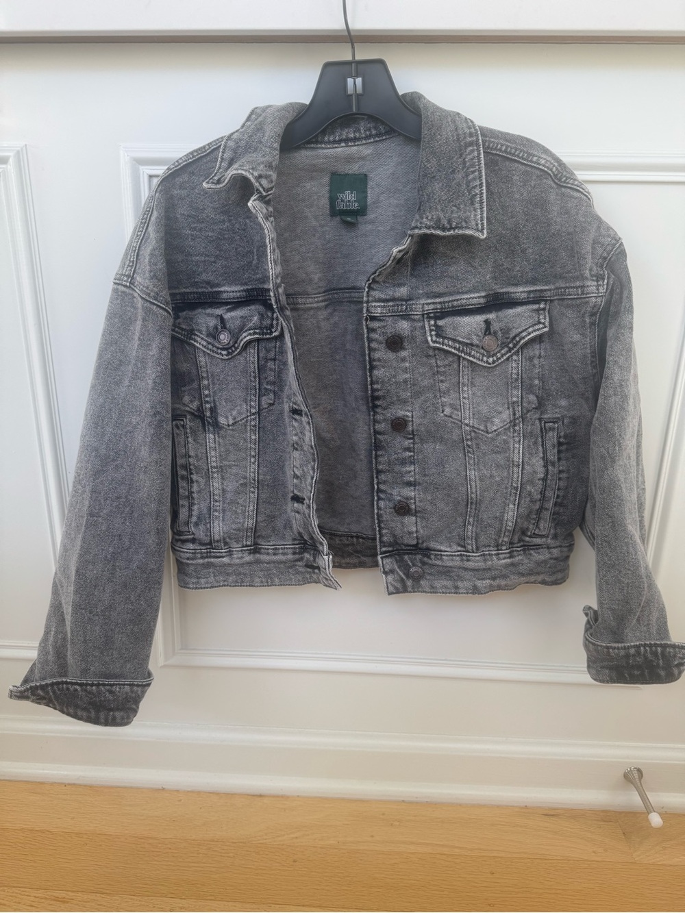wild fable Washed Black Cropped Denim Jacket
